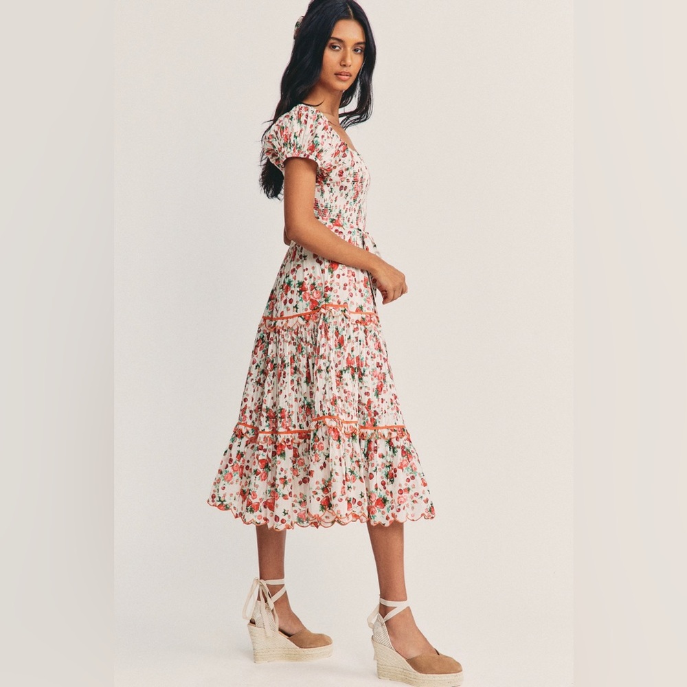 LoveShackFancy Masie Smocked Midi Dress - XS - worn once